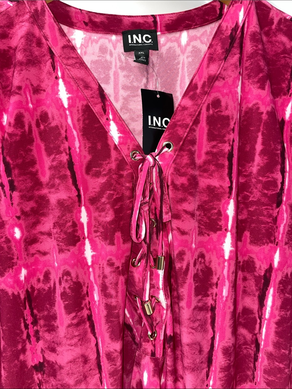 I.N.C. IBIZA DYE SHORT SLEEVE BLOUSE FTL-07-009 - Picture 3 of 5